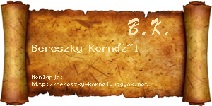 Bereszky Kornél névjegykártya